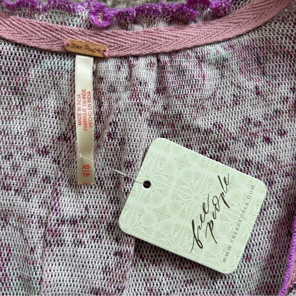 Free People Lilac Combo Purple Pink Oh My Baby Lettuce Trim Ruffle Tee NWT XS - Picture 9 of 12